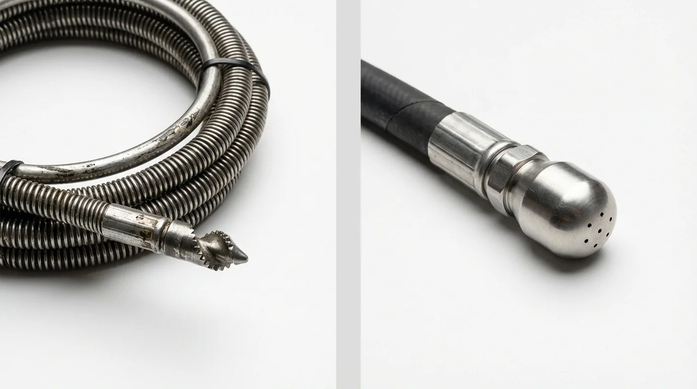 Drain snake cable and hydro jetting nozzle used for drain cleaning in Monte Vista, CO