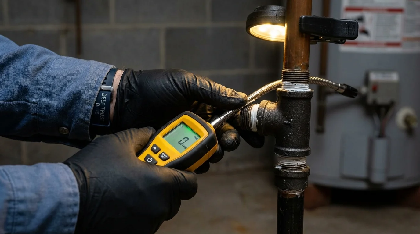 Gas leak detection with electronic sniffer by Johns Plumbing LLC in Monte Vista