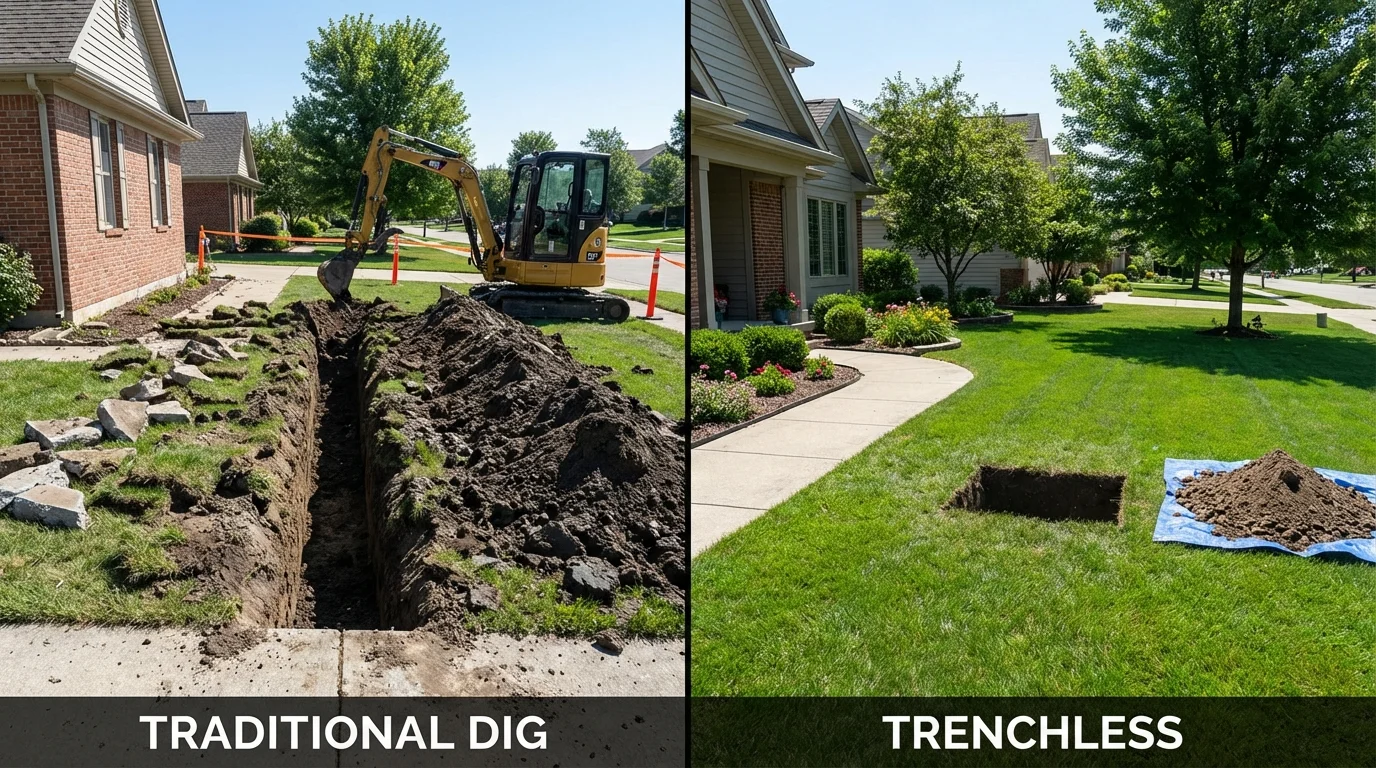 Trenchless sewer repair with minimal yard damage versus traditional excavation in Monte Vista, CO